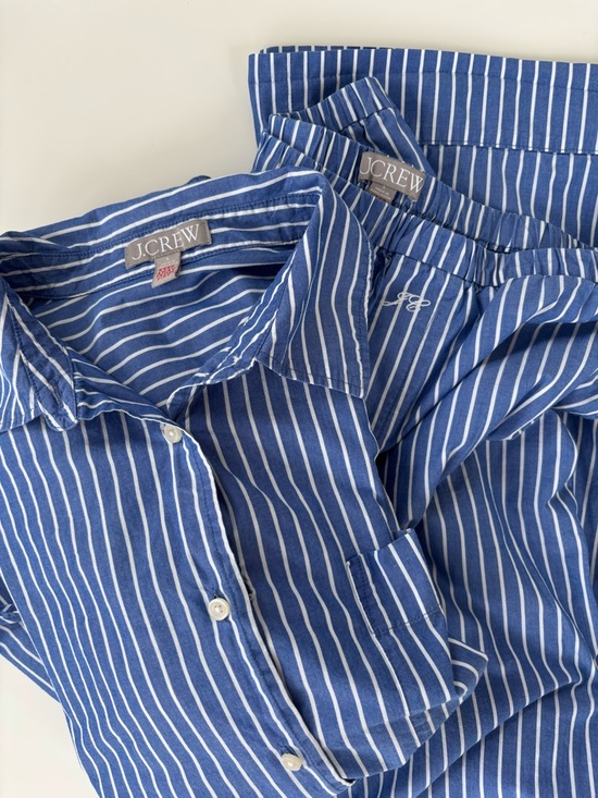 J.Crew Other - J.Crew Women's Blue White Striped Cotton Poplin Pajama Pant Set Size Small